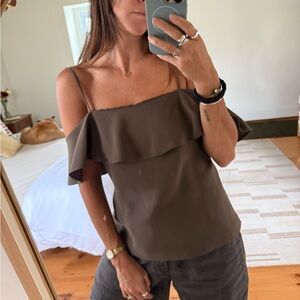 Theory - Olive Off-Shoulder Women's Top